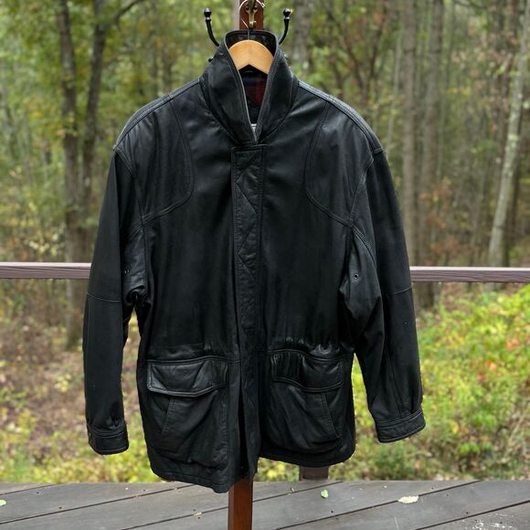 John Ashford 90s VTG Soft Black Leather Jacket, Lived-In, Relaxed Fit Men's L - Picture 2 of 15